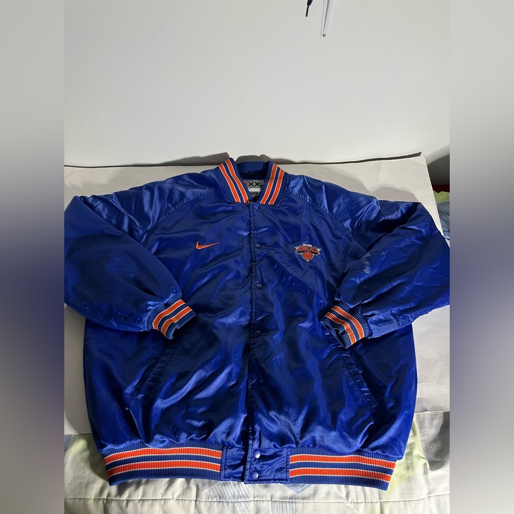Vintage Nike New York Knick’s Bomber varsity jacket size 2XL blue